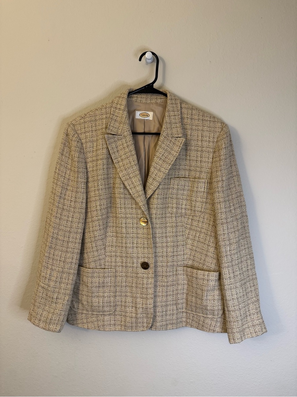 Talbots Cream Tweed Blazer with Buttons